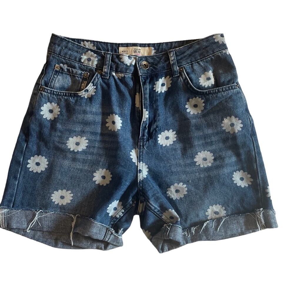 Topshop Moto Mom Jean High Rise Floral Shorts Y2K 90’s Inspired Waist 28